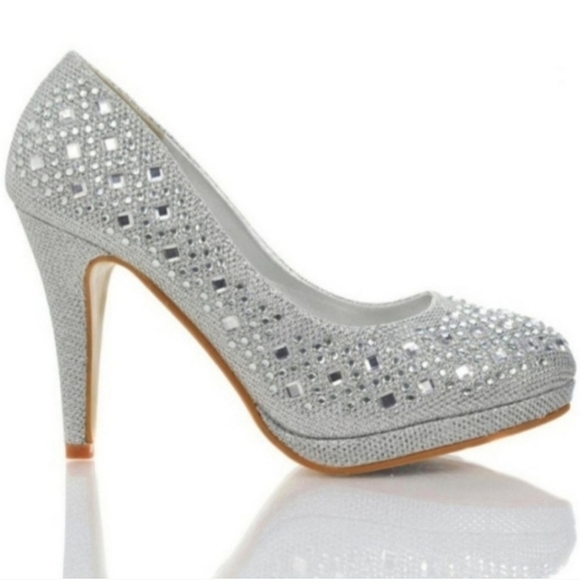 Top Moda Rhinestone Studded Sparkling Platform Stiletto Heels - Picture 1 of 9